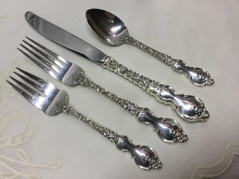 Du Barry INTERNATIONAL STERLING SILVER 4 PIECE PLACE SETTING No Monogram Cover