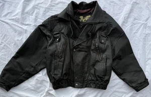 Fluid Internationale Bomber Jacket Motorcycle Black Leather Pockets Men's Sz XL - Picture 1 of 6