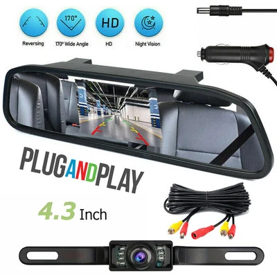 Car Rearview Camera Mirror Monitor for Vehicle Parking 4.3" Hd Reversing - Image 1 of 4