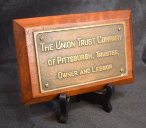 Placa de placa de latón para vagón de ferrocarril The Union Trust Company of Pittsburgh Trustee - Imagen 1 de 11