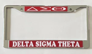 Delta Sigma Theta License Plate Frame [Silver Metal Standard Frame 6”x12” - Picture 1 of 2