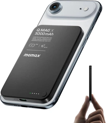 Banco de alimentación magnético MOMAX Q.MAG 5000 mAh, 0,3" cargador portátil ultra delgado batería Foto 1 de 4