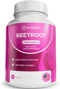 Organic Beet Root Capsules - 1300Mg Beet Root Powder Aids Healthy Circulation & - Picture 1 of 12