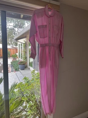 Mono de Colección Años 80 JOAN WALTERS Talla 6 Bebé Rosa Manga Larga Almohadillas para el Hombro Mameluco Foto 1 de 4