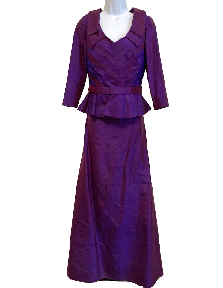 Conjunto de falda y blusa formal de boda manga 3/4 púrpura talla 8 de La Cassia by Karen Foto 1 de 4