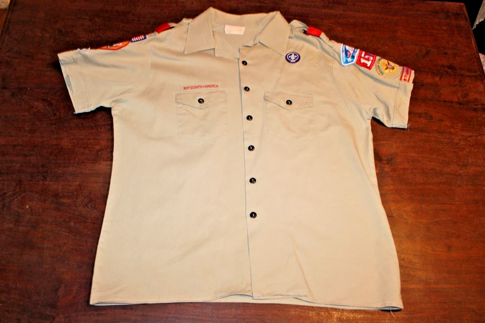 Camisa para hombre Boy Scouts of America BSA tostada X-grande XL 100 % algodón parches cosidos Foto 1 de 4