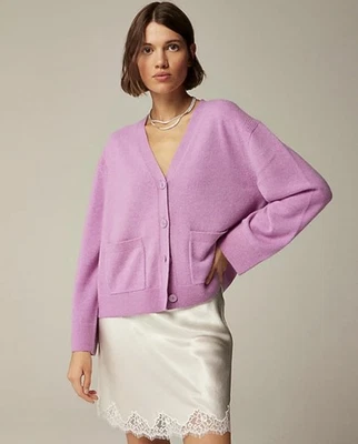 Cárdigan suéter tejido manga larga cuello en V 100 % cachemir púrpura J Crew para mujer S Foto 1 de 4