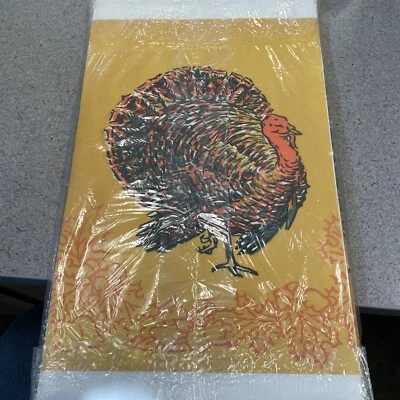 Vintage Tuttle Press Thanksgiving Day Turkey Design Paper Table Cover 53"×96" - Image 1 of 3