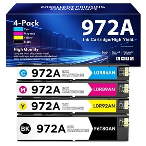 FADSOON® Compatible HP 972A 4-Pack ink - High-Yield & Economical for 477dw 577dw - Picture 1 of 8