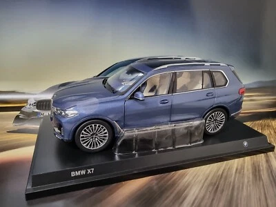 NEW MINICHAMPS BMW MINIATURE X7 SUV IN BLUE DIECAST MODEL 1:18 80435A51987 - Image 1 of 4