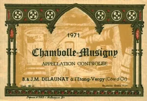 Etiquette de vin Chambolle-Musigny B & JM Delainay 1971 - Picture 1 of 1