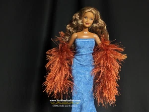 Sienna Brown Handmade 4 Barbie Boa Wrap Shawl clothes fashion 14in FR MTM - Picture 1 of 5