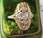  EQUISITE VINTAGE 14K PLUMB GOLD AND DIAMOND RING SIZE 7.75  RARE