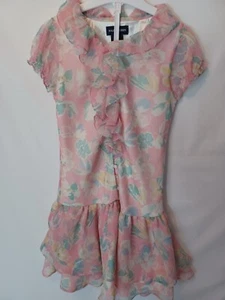 RALPH LAUREN Girls 6 Pink Lined Floral Chiffon Dress for Party/Wedding,  Was $79 - Picture 1 of 3