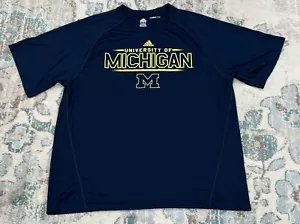 Michigan Wolverines Adidas Climalite Navy Blue T-Shirt Size XL - Picture 1 of 3