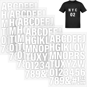 5 Sheets White Iron on Letters and Numbers for Fabric, 245 Pieces Heat Transfer - Picture 1 of 12
