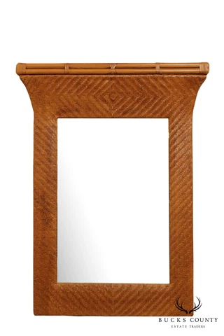 Henredon Rattan & Woven Leather Wall Mirror Cover