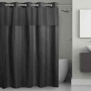 Hookless Fabric Shower Curtain 71"X 74" Waffle in Black with Snap in Liner
