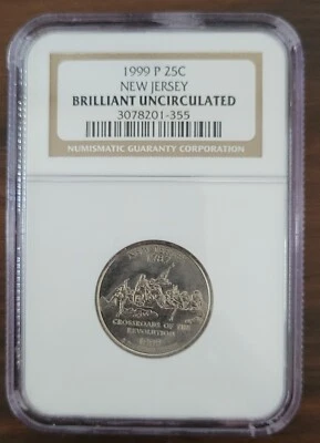 1999 P New Jersey Washington State Quarter Graded BU NGC - Image 1 of 2