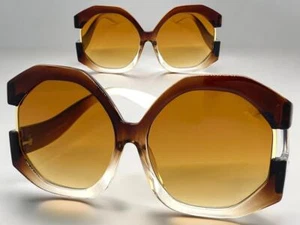 OVERSIZED EXAGGERATED Vintage Retro Style SUNGLASSES X-Large Funky Brown Frame - Picture 1 of 7