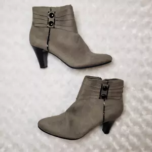 Life Stride 9.5M Yesterday faux suede grey ankle bootie casual everyday office - Picture 1 of 10