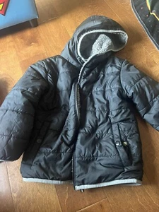 Cat&Jack Faux Fur Reverse Shell Black Winter Coat Xsmall - Picture 1 of 3