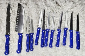 Ginsu Stainless Serrated Edge 12 Piece Blue Knife Set (#44) - Picture 1 of 2