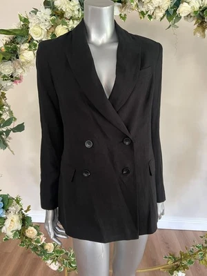 TED BAKER Blazer Jacket Size 6 8 10 12 14 16 Black Linen Double Breasted NEW - Image 1 of 4