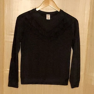 Arizona Girls Charcoal Grey Soft Stretchy Long Ruffle Sleeve Top 14 - Picture 1 of 5