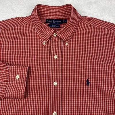 Camisa de Vestir Ralph Lauren Para Hombre Grande Roja/Blanca Cuadros NEGRO Mangas Largas Foto 1 de 4