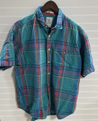 Vtg Arrow River Brand 80s 90s Short Sleeve Stripes Color Block Western Mens Sz L - Image 1 of 4