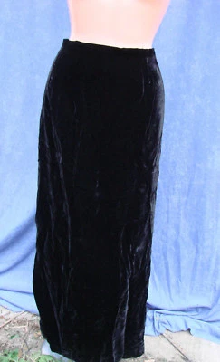 Vintage 60s 70s Black VELVET Skirt Long Evening Lined S - Image 1 of 3