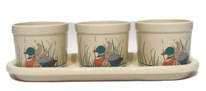 Vintage 3er Set Made in Japan Keramik 2,5 Zoll Runde Übertöpfe mit Enten - Bild 1 von 9