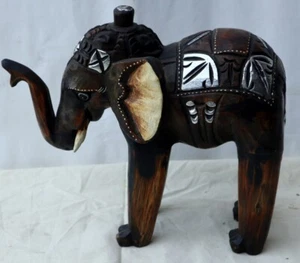 Elephant Wooden Made And Hand Painted Sacred Hindu CMS 30x12x26h Buddha - Picture 1 of 6