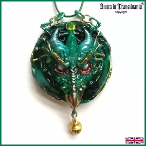 Necklace Pendant Green Dragon Gothic Viking Celtic Jewelry Charm Medieval Symbol - Picture 1 of 24