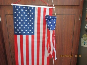 NYLON AMERICAN FLAG & WIND SPINNER--RED/WHITE/BLUE--#A3A - Picture 1 of 24