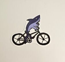 Shark Riding A Bike - Waterproof Laptop Sticker / Decal 