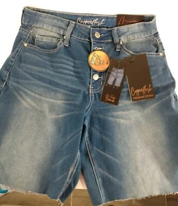 NEW Copper Flash Curvy 9" Hi Rise Bermuda SIZE 8 Blue Denim Distressed Shorts - Picture 1 of 8