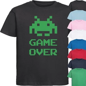 GAME OVER KIDS T-SHIRT Funny Gamer Playstation XBOX Geeky Slogan Gift Top - Picture 1 of 18