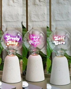 Dance All Night Neon Text Bulb & Concrete Base Lamp - Picture 1 of 2