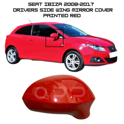 Tapa de cubierta de espejo retrovisor pintado rojo para Seat Ibiza 2008-2017 lado del conductor derecho Foto 1 de 4