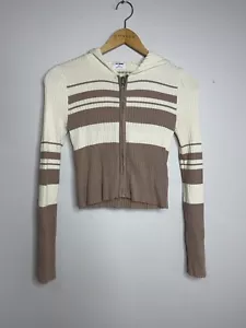 Y2K/2000s Striped Cropped Zip Up Hoodie/Jacket (Size S) - Picture 1 of 6