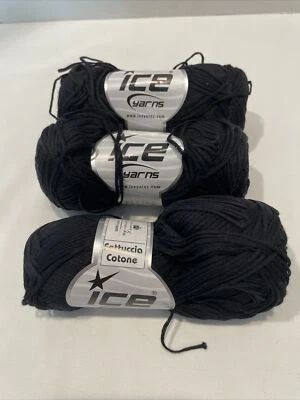 Hilo de algodón Fettuccia negro hielo NEGRO 2 pesos algodón fino lote 3 madejas Foto 1 de 4