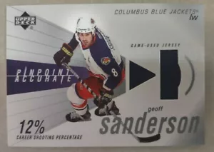 2002-03 Upper Deck GEOFF SANDERSON Blue Chaets GW CAMISETA AZUL ¡Muestra! ¡S&H GRATIS! - Imagen 1 de 2