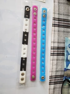3 X PULSERA NEGRA, ROSA Y AZUL PARA DIJES 21 CM - Imagen 1 de 1
