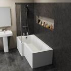 Designer Left & Right Hand L Shaped Shower Bath Tub 1500 1600 1700 Shower Screen