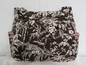 BOLSO DE HOMBRO VERA BRADLEY IMPERIAL TOILE Marrón Blanco REVERSIBLE FLORA - Imagen 1 de 7