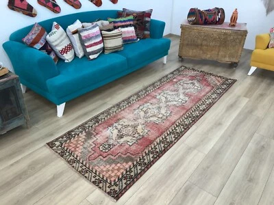 bohemian turkish  rug, stair rug, vintage kitchen rug, wool boho rug, 3 x 8.4 ft - Image 1 of 4