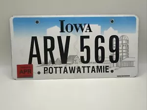 IOWA License Plate, Expired, Apr. 2015 , ARV 569, Pottawattamie, - Picture 1 of 6