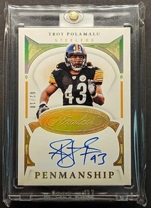 TROY POLAMALU Auto 2021 Flawless Penmanship Gold Holo Foil SSP /10 - Picture 1 of 7